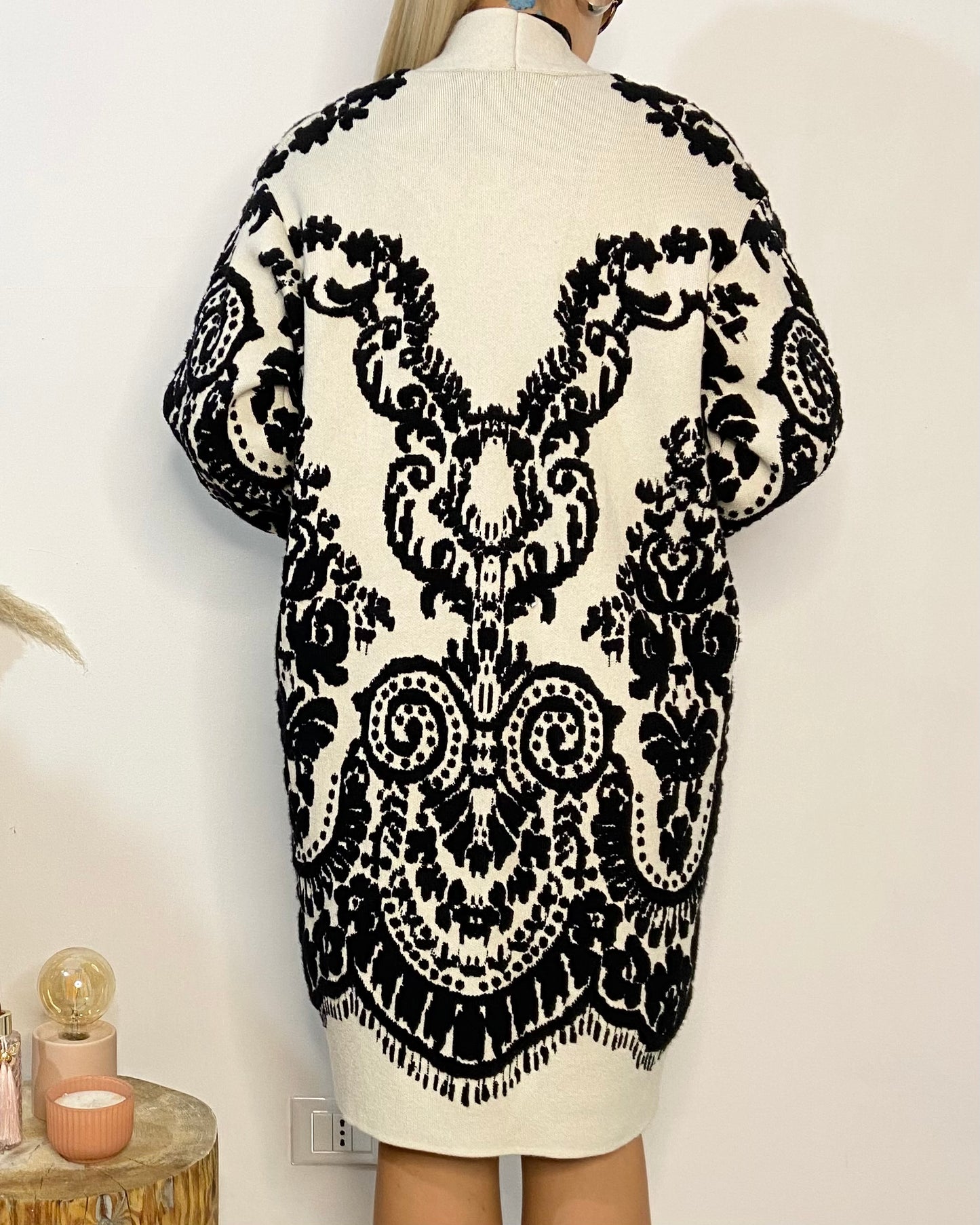 Cardigan damascato