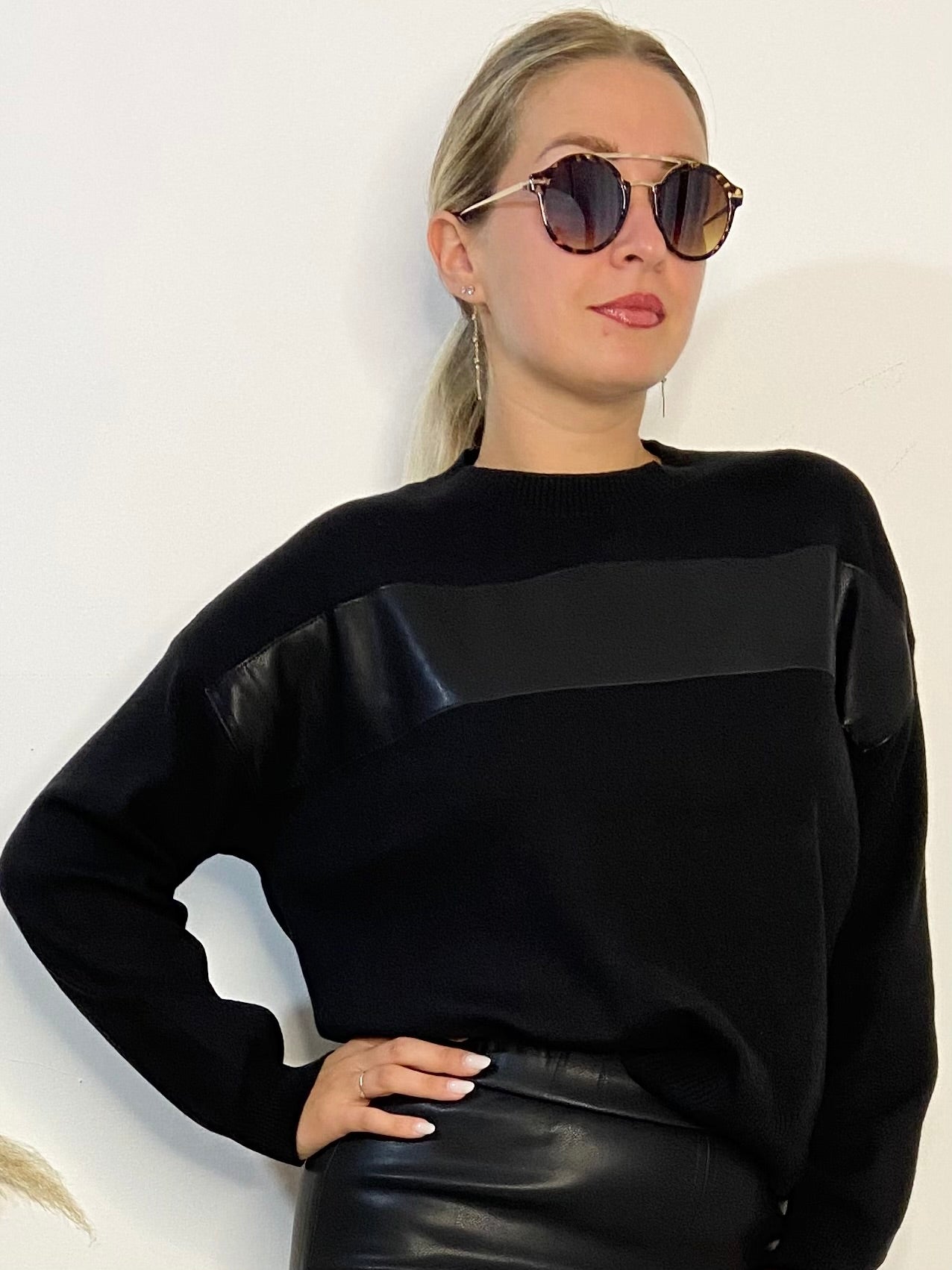 VICBEE Maglia inserto ecopelle