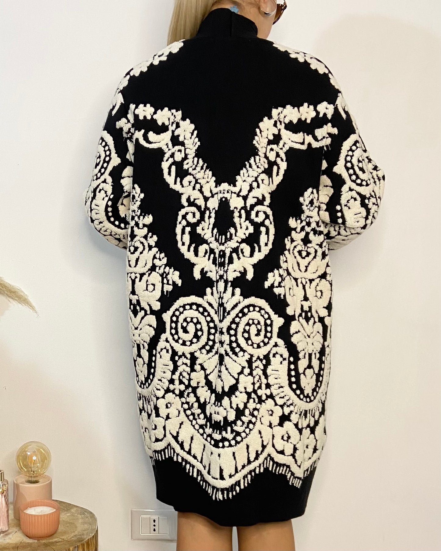 Cardigan damascato