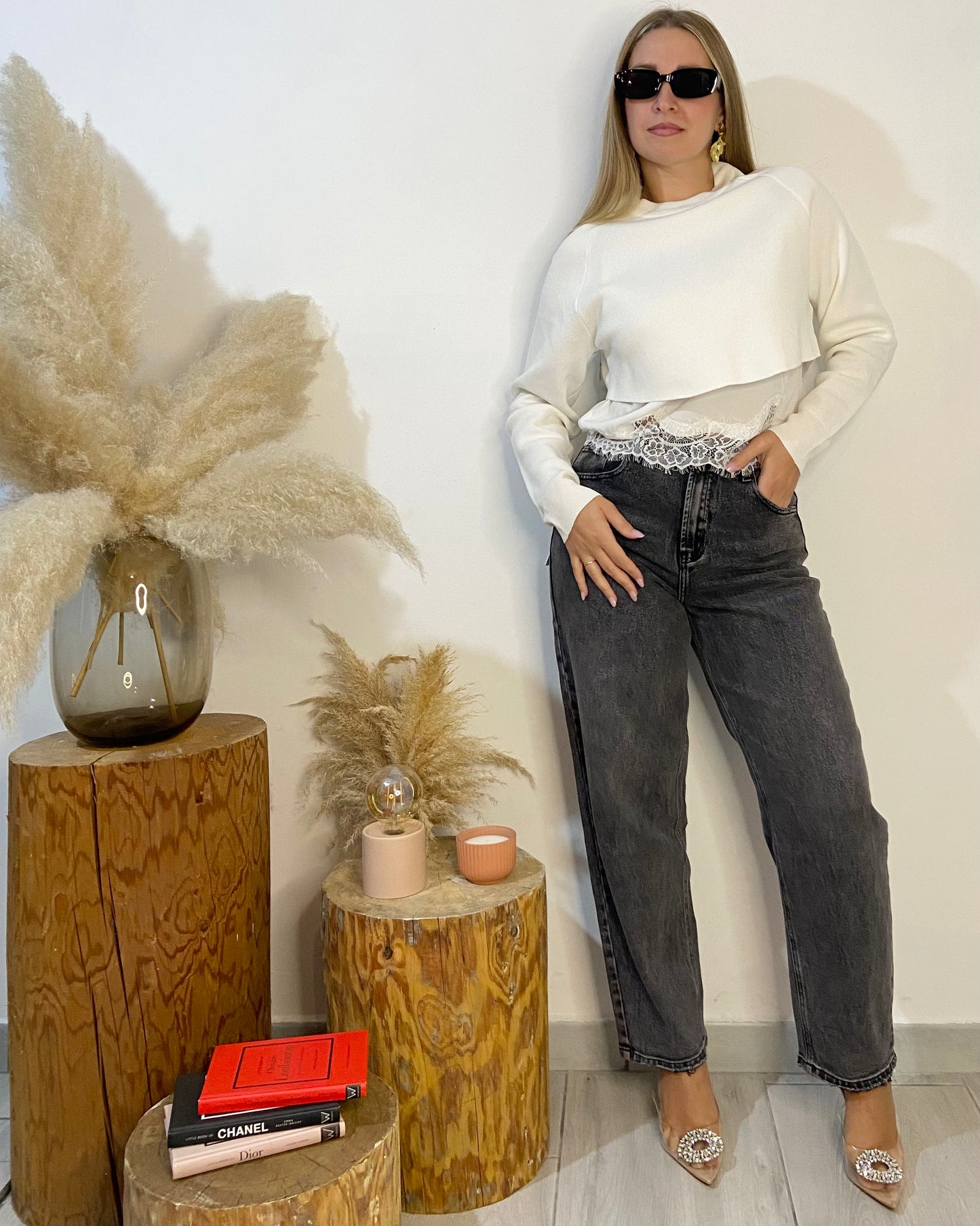 Jeans balloon grigio scuro