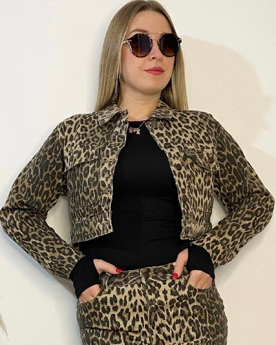 Giacca jeans animalier