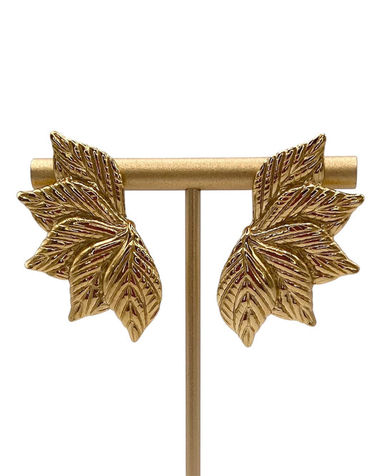 Orecchini ventaglio foglie oro