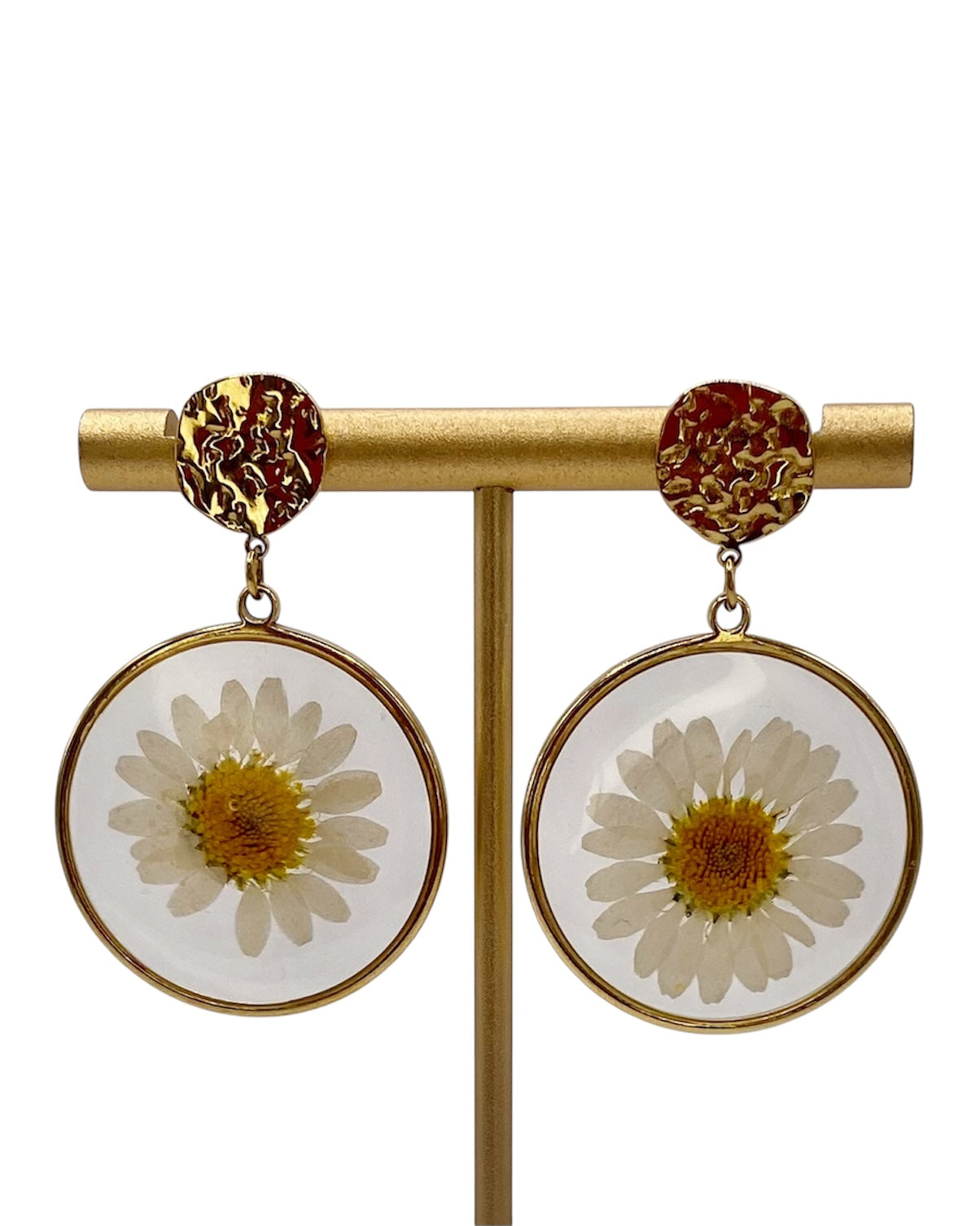 Orecchini fiore resina oro