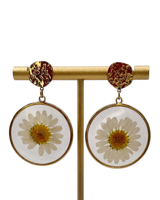 Orecchini fiore resina oro