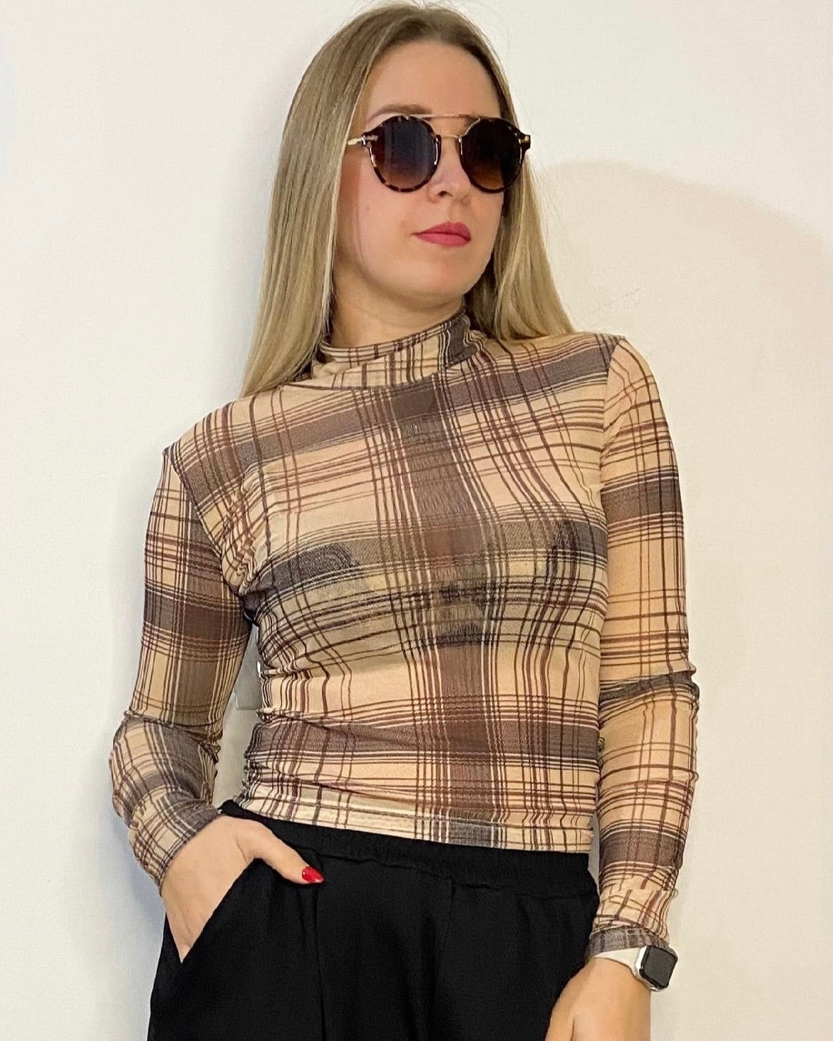 LUMINA maglia tulle tartan