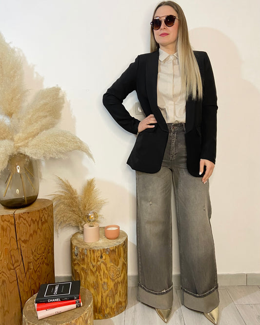 Jeans palazzo risvolto