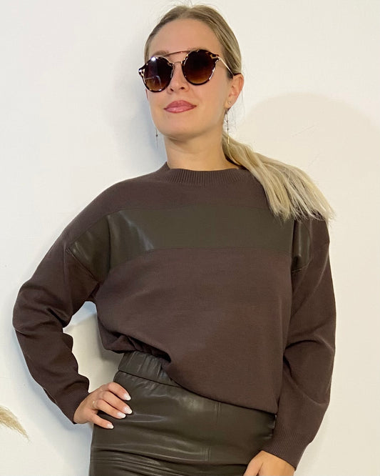 VICBEE Maglia inserto ecopelle
