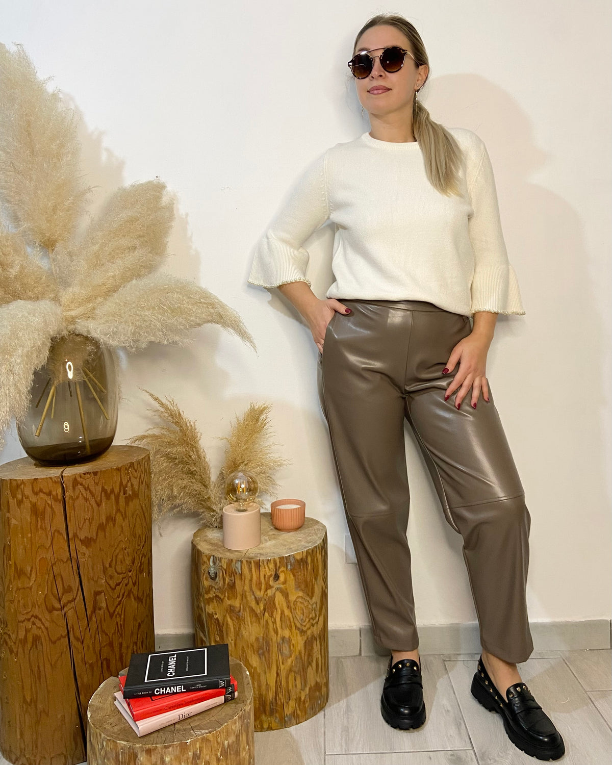 Pantalone ovetto ecopelle