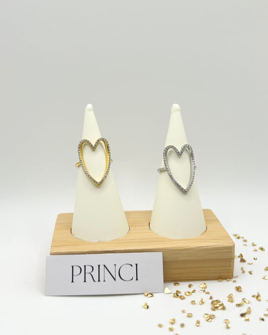Anello cuore strass