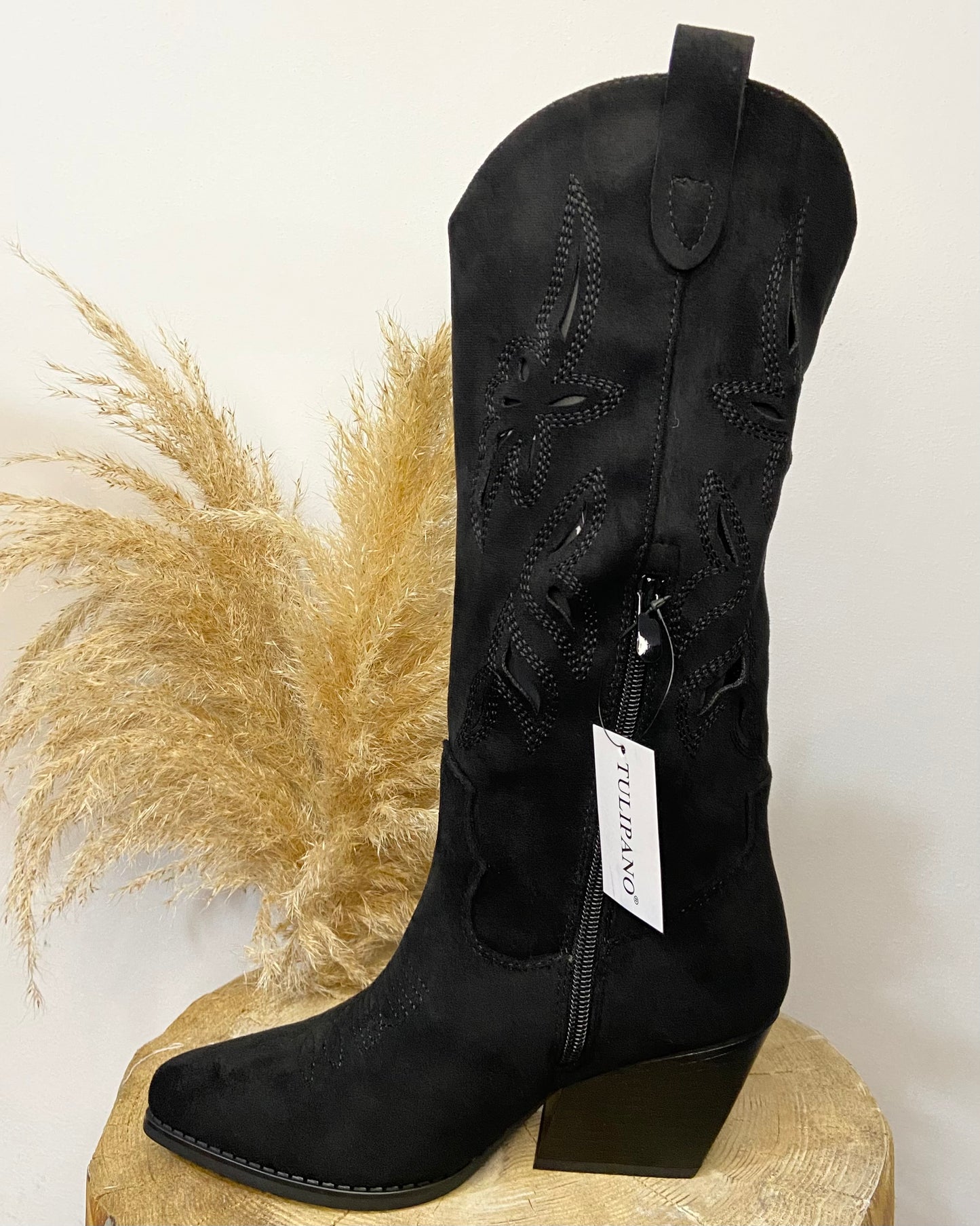 Stivale texano in suede traforato