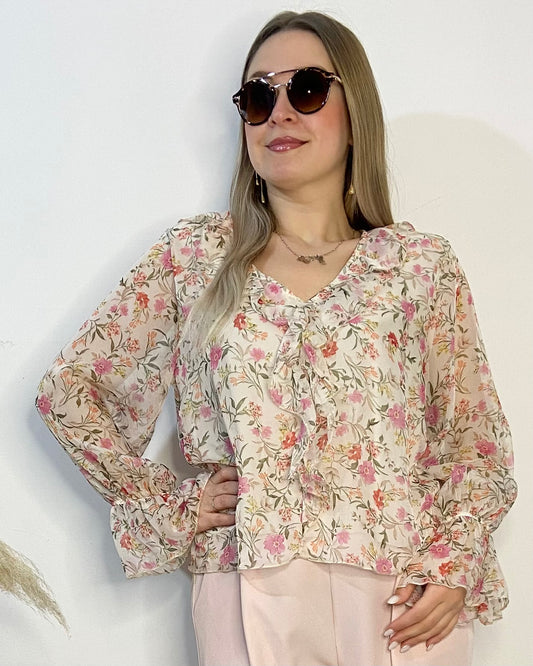 Blusa in chiffon floreale