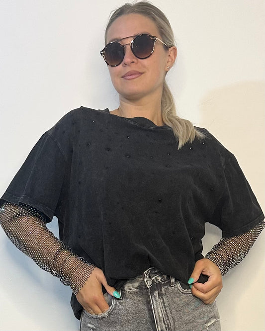 Maglia rete strass
