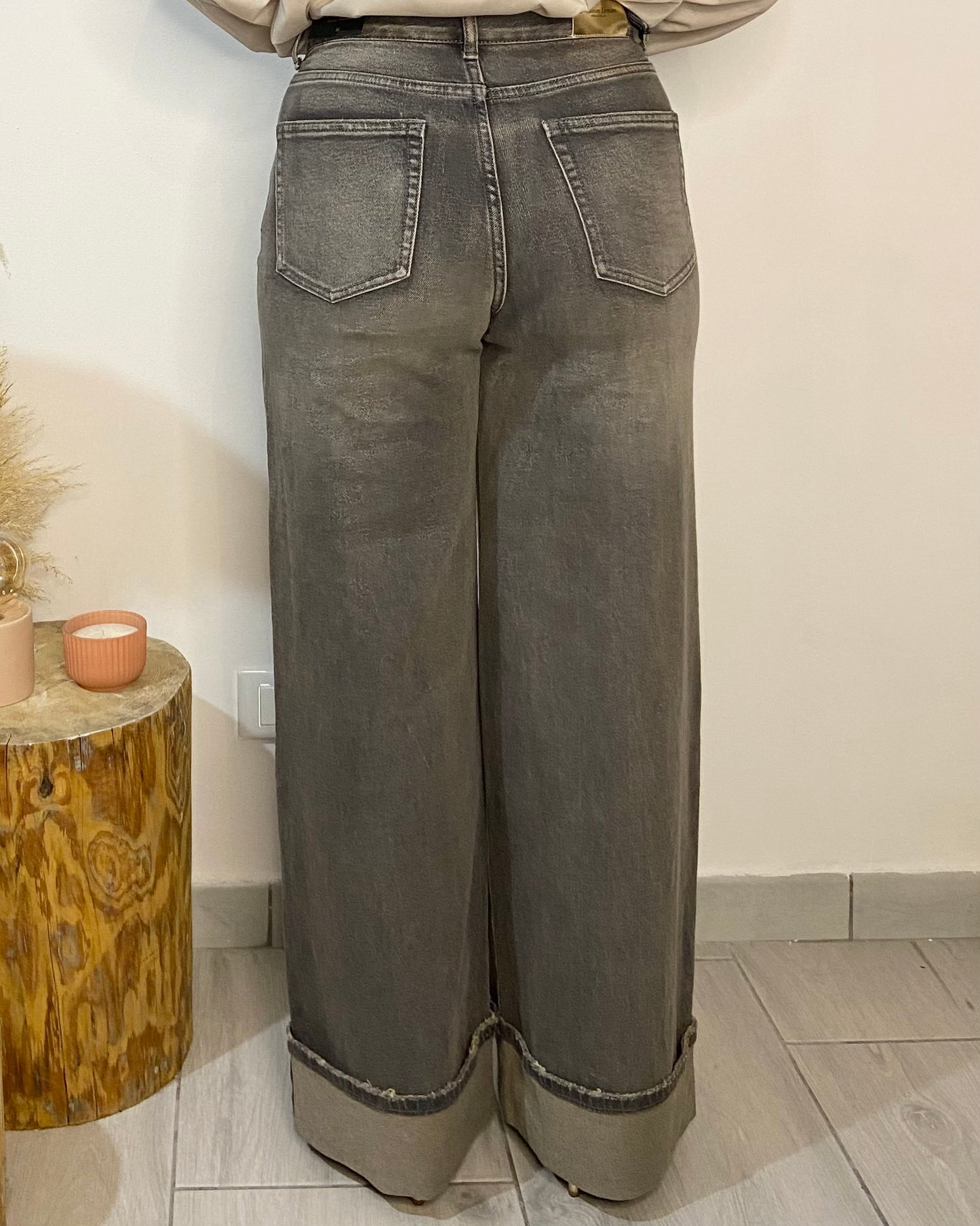 Jeans palazzo risvolto