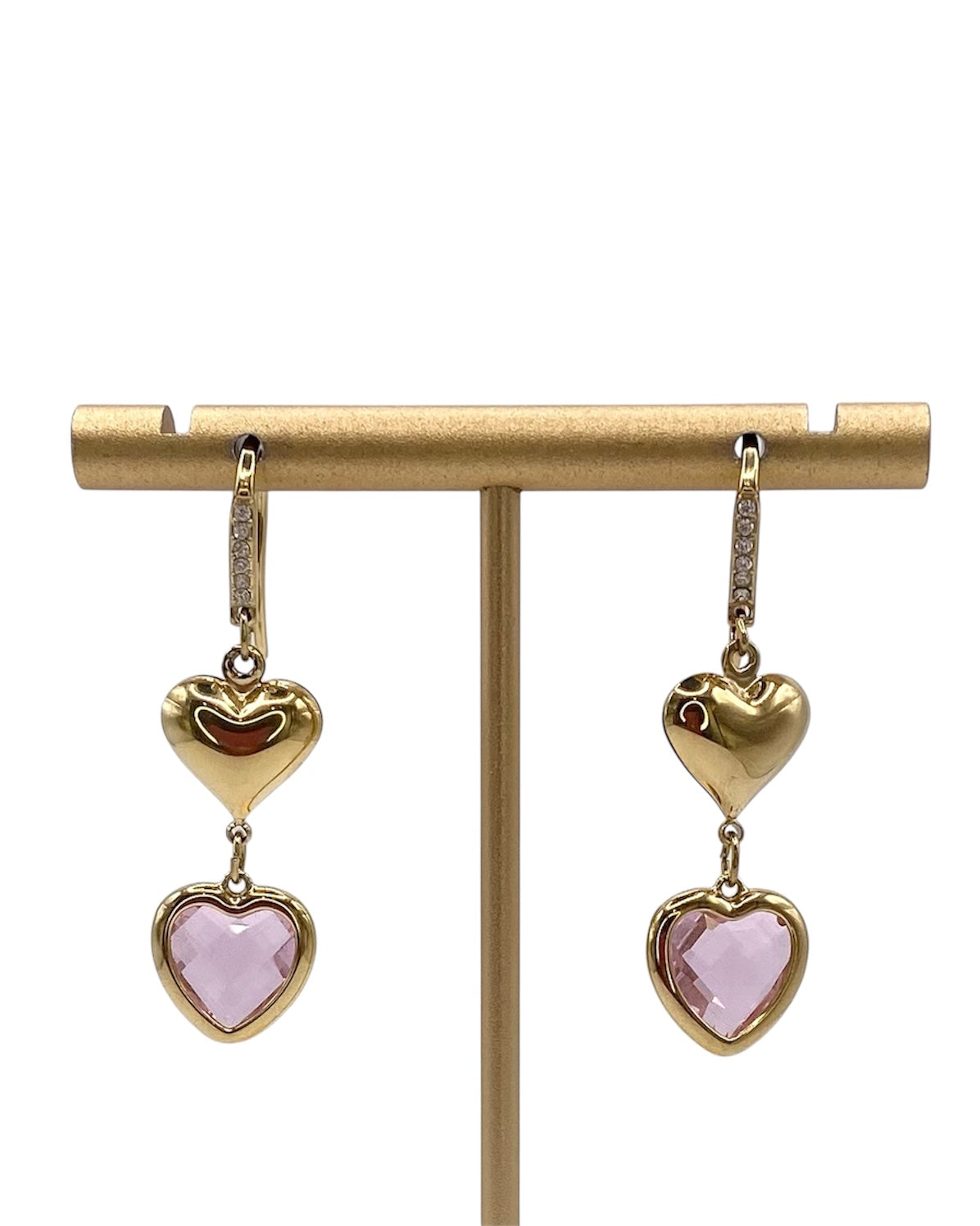 Orecchini pendenti cuori oro