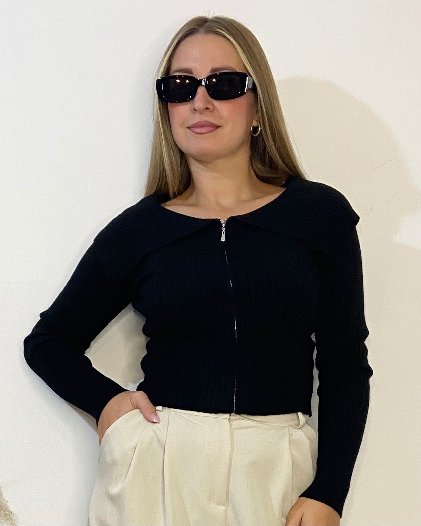 Cardigan a costine crop