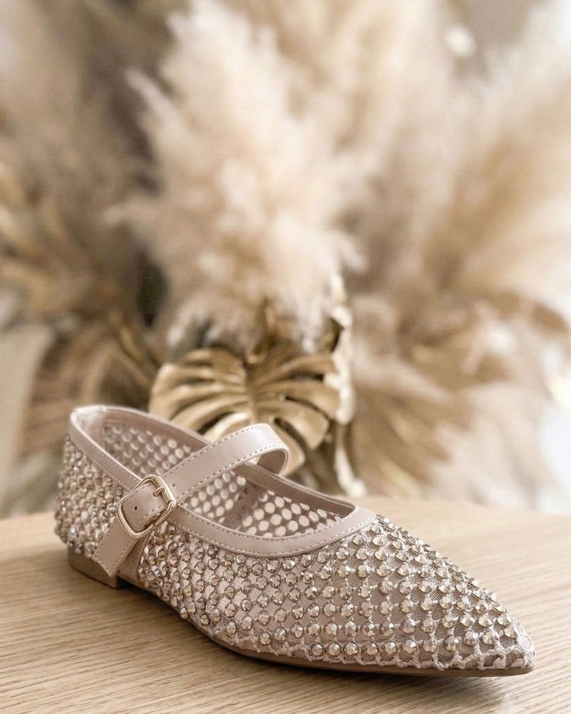 Ballerine a punta con strass